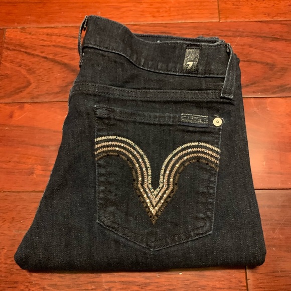 7 FOR ALL MAN KIND Straight Leg Dark Wash Jeans - Picture 7 of 8